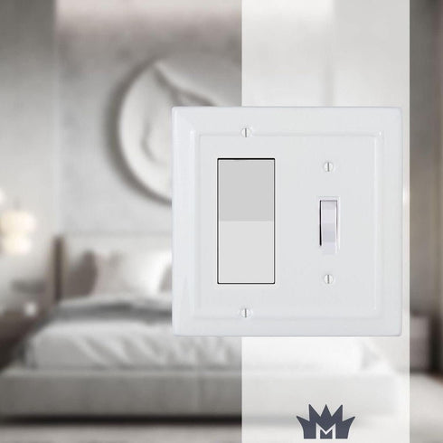 Architectural Combo Toggle / Rocker Light Switch Wall Plate - White